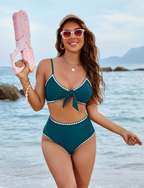 Blooming Jelly Womens High Waisted Bikini Set Tie Knot High Rise Two Piece Swimsuits Bathing Suits - Image 17