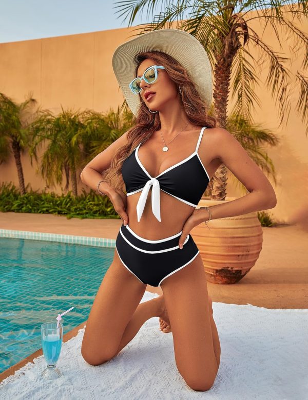 Blooming Jelly Womens High Waisted Bikini Set Tie Knot High Rise Two Piece Swimsuits Bathing Suits - Image 83