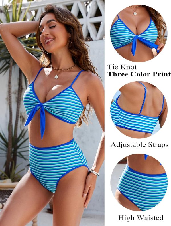 Blooming Jelly Womens High Waisted Bikini Set Tie Knot High Rise Two Piece Swimsuits Bathing Suits - Image 99