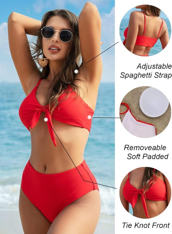 Blooming Jelly Womens High Waisted Bikini Set Tie Knot High Rise Two Piece Swimsuits Bathing Suits - Image 111