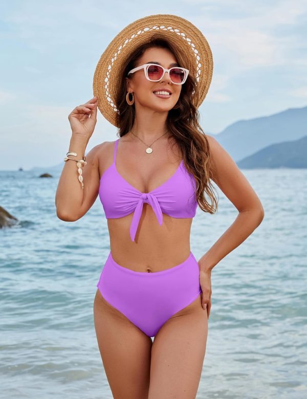 Blooming Jelly Womens High Waisted Bikini Set Tie Knot High Rise Two Piece Swimsuits Bathing Suits - Image 118