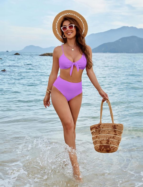Blooming Jelly Womens High Waisted Bikini Set Tie Knot High Rise Two Piece Swimsuits Bathing Suits - Image 121