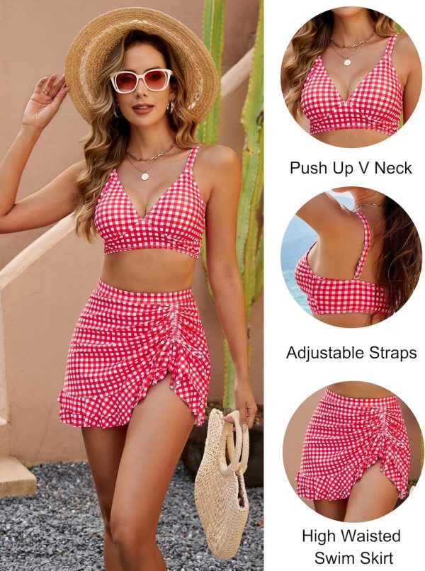 Blooming Jelly Women's High Waisted Bikini Sets Tummy Control Swim Skirt Two Piece Swim Suit 2025 Retro Swimsuit - Image 3