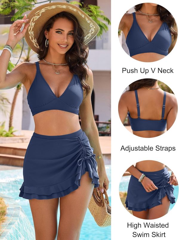 Blooming Jelly Women's High Waisted Bikini Sets Tummy Control Swim Skirt Two Piece Swim Suit 2025 Retro Swimsuit - Image 47