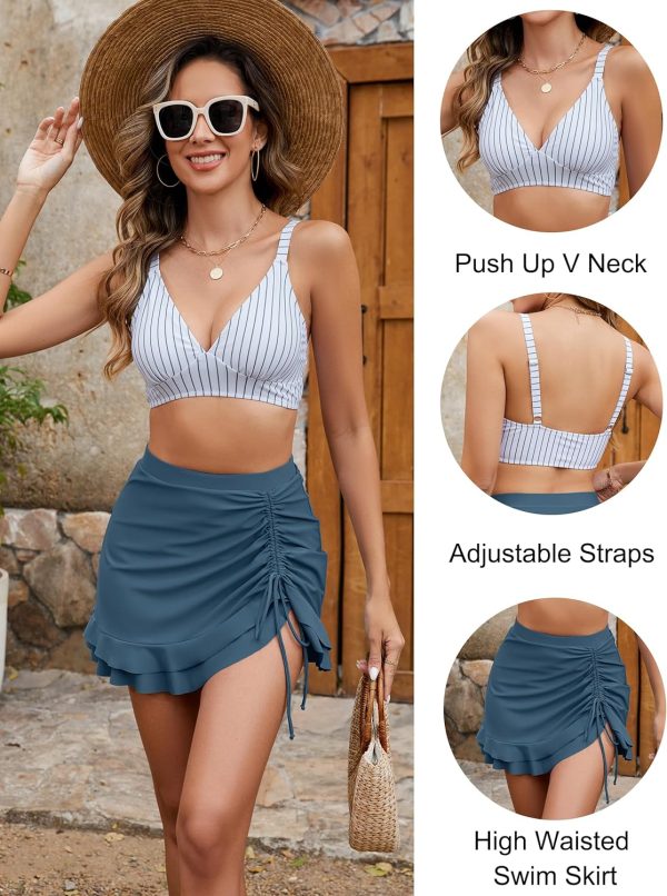 Blooming Jelly Women's High Waisted Bikini Sets Tummy Control Swim Skirt Two Piece Swim Suit 2025 Retro Swimsuit - Image 73