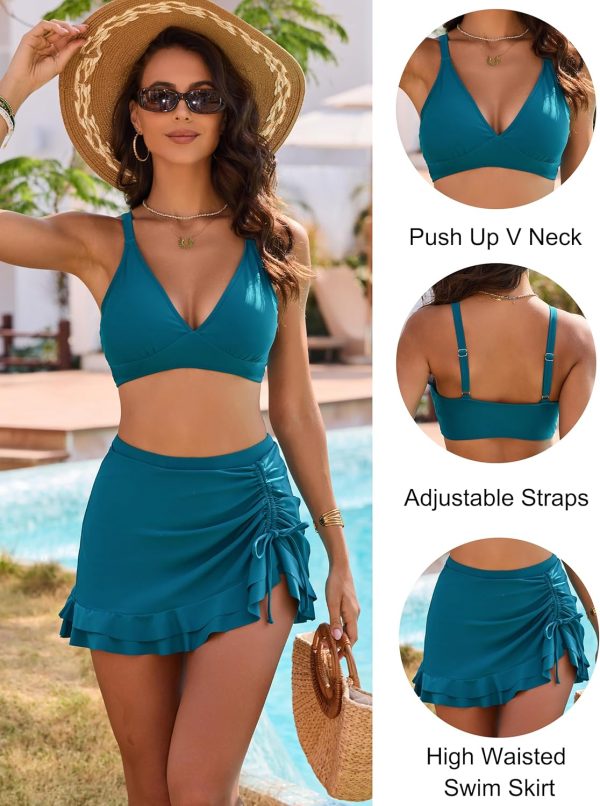 Blooming Jelly Women's High Waisted Bikini Sets Tummy Control Swim Skirt Two Piece Swim Suit 2025 Retro Swimsuit - Image 78