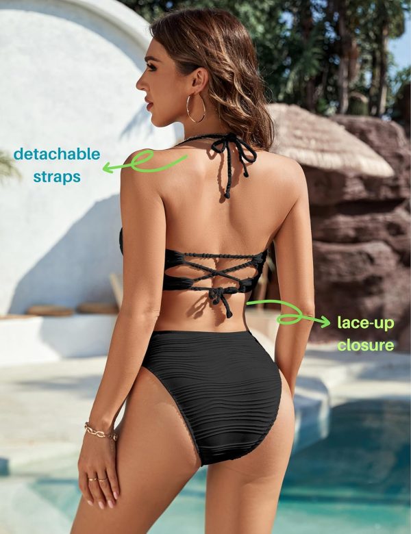 Blooming Jelly Womens Bandeau Bikini Sets Sexy Strapless Two Piece Swimsuit Cheeky High Cut Cute Ribbed Ladies Bathing Suit - Image 77