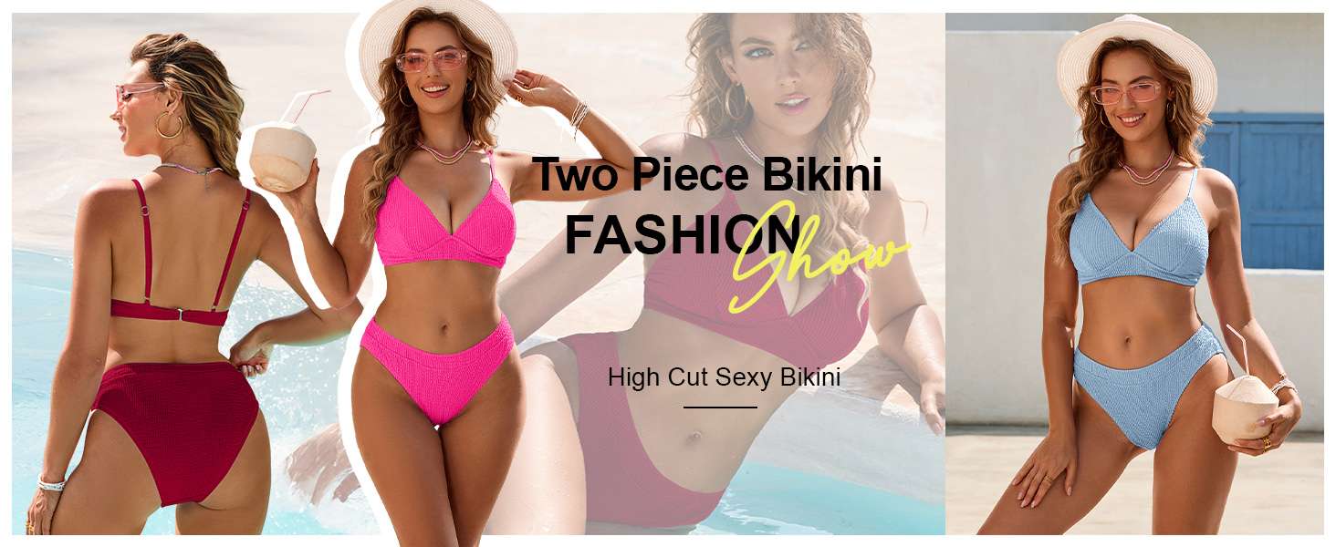 Sexy V Neck Triangle Bikini Sets